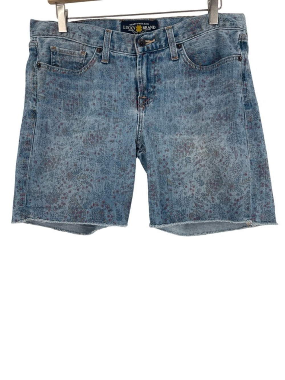 Lucky Brand Blue Denim Floral Print Bermuda Shorts size 6/28